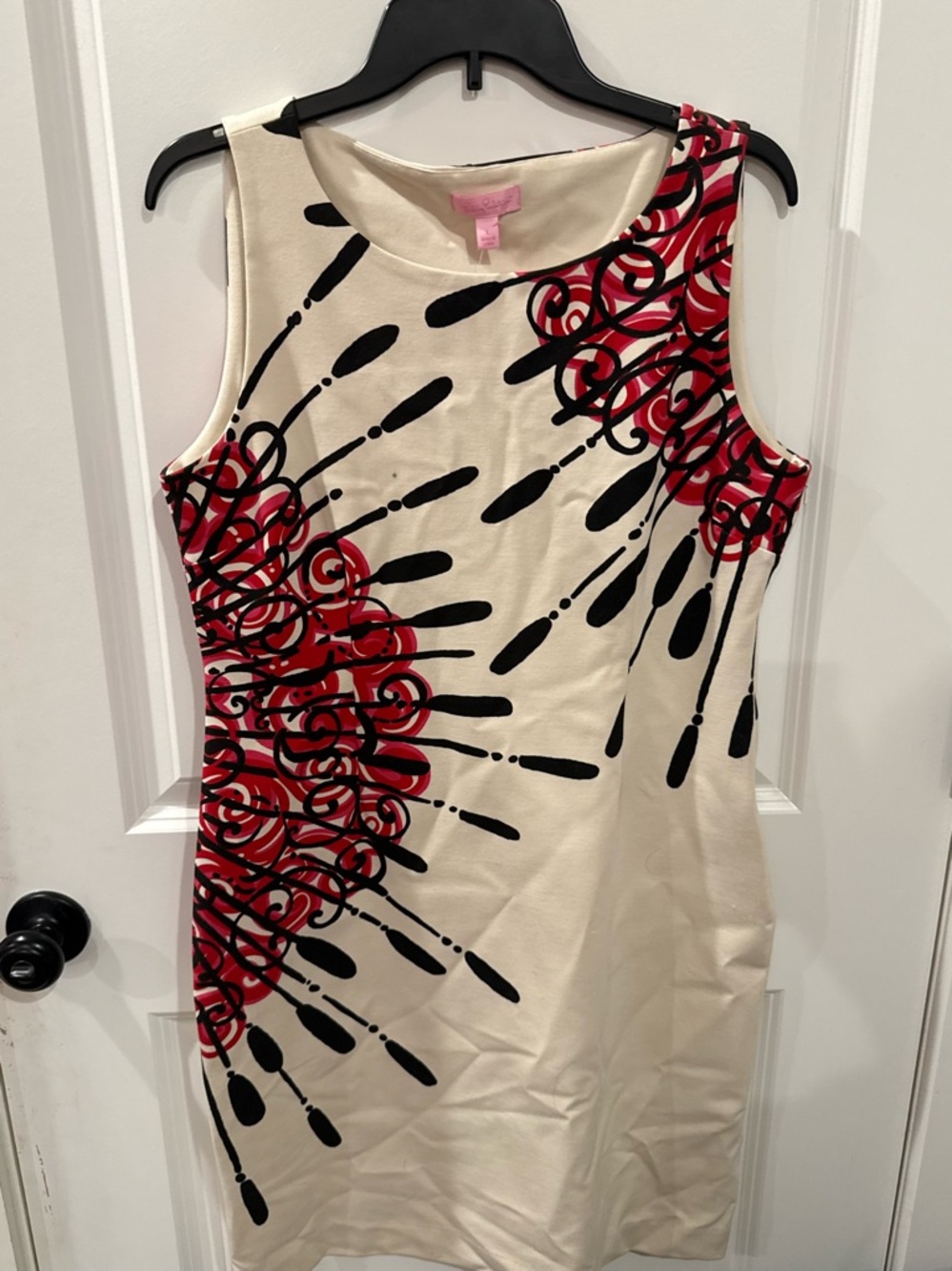 Lilly Pulitzer Cream Mini Dress with Red & Black Burst Print